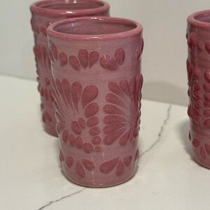 Pink Talavera Shot Glasses Ceramic Handmade in Mexico